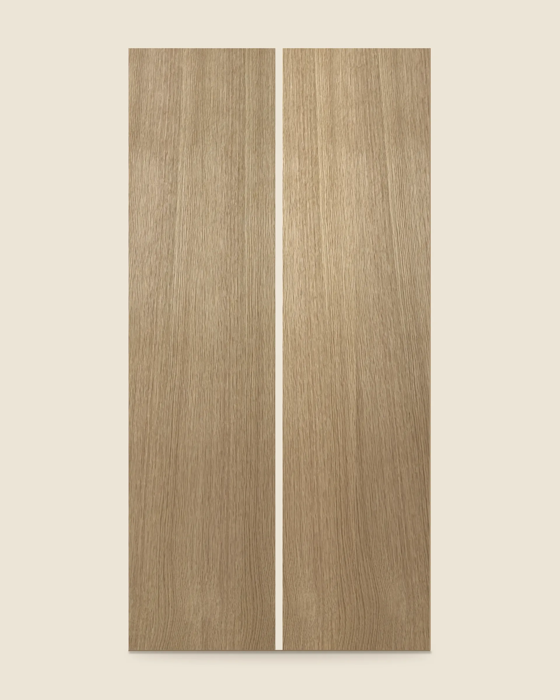 The shop's own straight-grain leaves in a blueprint match: two faces side by side, the leaves continuing in order from one panel to the next.